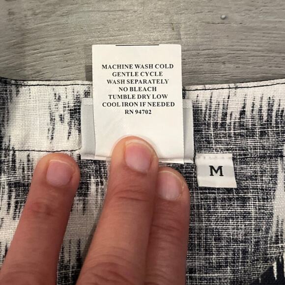 Hot Cotton Ethnic Swirl Print 100% Linen Boxy Top Size Medium Tunic Popover - Picture 4 of 7